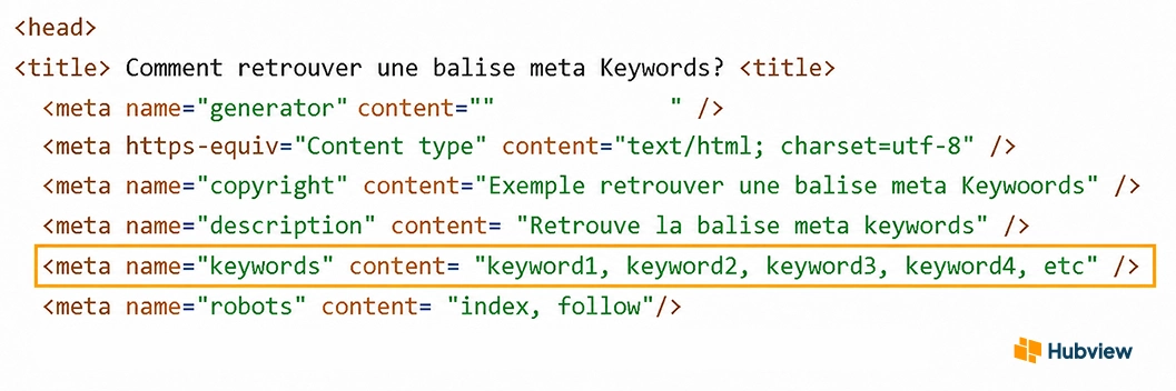 code balise meta keywords